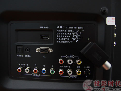 長(zhǎng)虹3DTV50738等離子電視背面接口